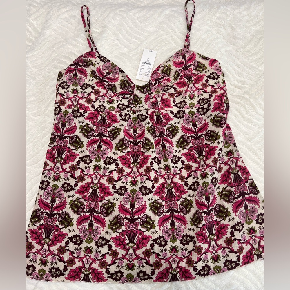 Y2K Anchor Blue Floral Camisole — NWT, Size L, 100% Cotton Boho Fairycore